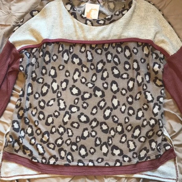 Leopard tan dark tan dustyrose ladies Large new w/tags soft light comfy CesFemme - Picture 2 of 7